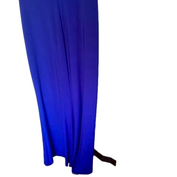 Ralph Lauren Parisian Ruched Floor Length Gown Size 8 Wrap Style Rhinestone Blue - Picture 12 of 12